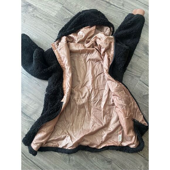 ZYIA Black Long Hooded Teddy Jacket size Small - Picture 6 of 7